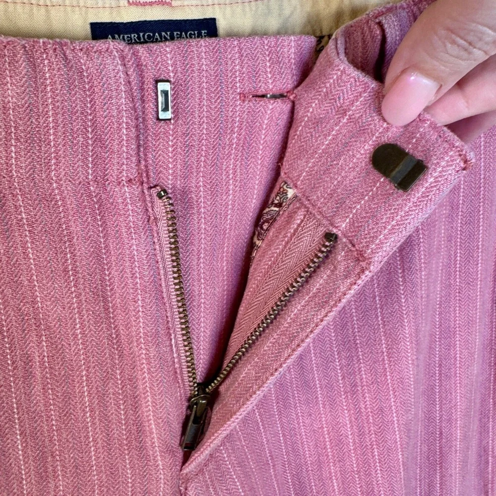 American Eagle Pink Pinstripe Trousers Womens 8‎ Stretch Herringbone Dress Pants